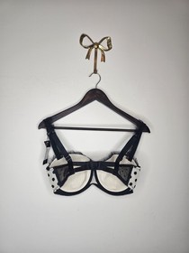 DITA VON TEESE BRA, VON FOLLIES, POLKA DOT, BLACK FRILL, SIZE 12DD, NEW WITH TAG