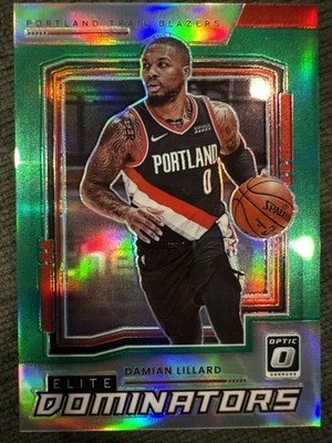 Damian Lillard 2021-22 Donruss Optic Elite Dominators Green Prizm Refractor /5