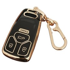 for Audi Key Fob Cover Keyless Remote Smart Key Fob Shell with Keychain Black