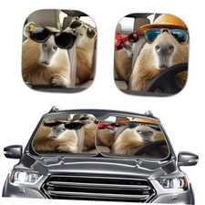 Car Windshield Sunshade 2 Piece Novetly Car Sun Shade Universal Front Capybara