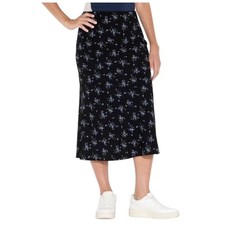 Wild Fable Black Blue Floral Print Stretchy Midi Skirt