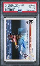 2022 JACKSON MERRILL RC AUTO TOPPS PRO DEBUT BASEBALL ROOKIE AUTOGRAPH PSA 10