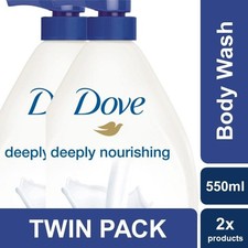 Dove Deeply Nourishing Moisturizing Body Wash 550 mL / 18.6 fl oz w Pump 2 Pack