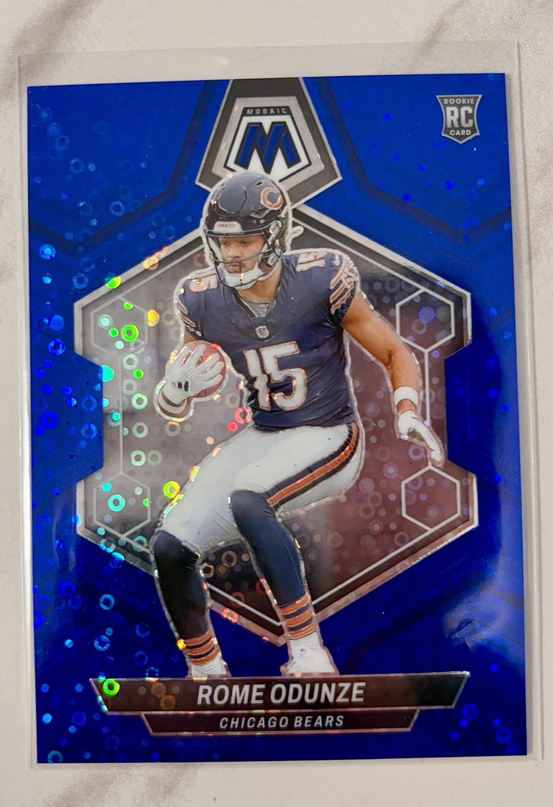 2024 Panini Mosaic - Rome Odunze #309 Blue No Huddle Prizm /75 (RC)