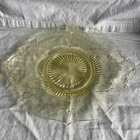 Canary Yellow Lancaster Dart Depression Glass 2 Handled Sandwich/Dessert Tray