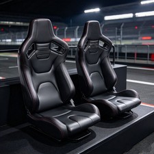 Black Set Of 2 Reclinable Bucket Seats Car Universal Racing Seats With 2 Sliders Black Set Of 2 Reclinable Bucket Seats Car Universal Racing Seats With 2 Sliders