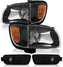 01-04 Toyota Tacoma Headlights With Corner Signal Lamps And Bumper Light Black