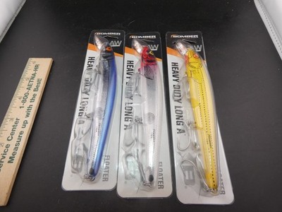 Lot of 3- Bomber Heavy Duty 6'' Long A AllWater Bass Lures 16A Floating 7/8, 1oz