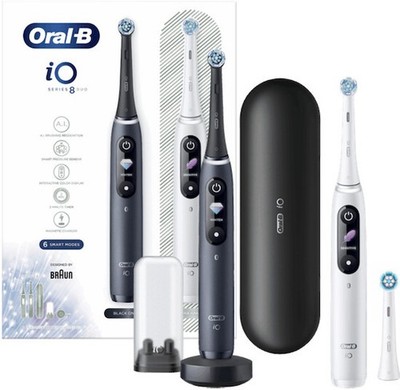 Oral-B iO Series 8 Elektrische Zahnbürste Duo Set Black Onyx White Alabaster