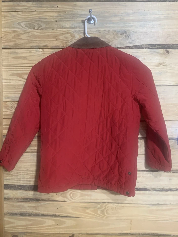 Chaqueta de Granero Acolchada Roja Charter Club De Colección Cuello Pana Forro Floral M Foto 2 de 4