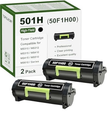 2PK Black Toner for Lexmark 50F1H00 501H MX511de MS510dn MS610DN MS415DN MS312dn