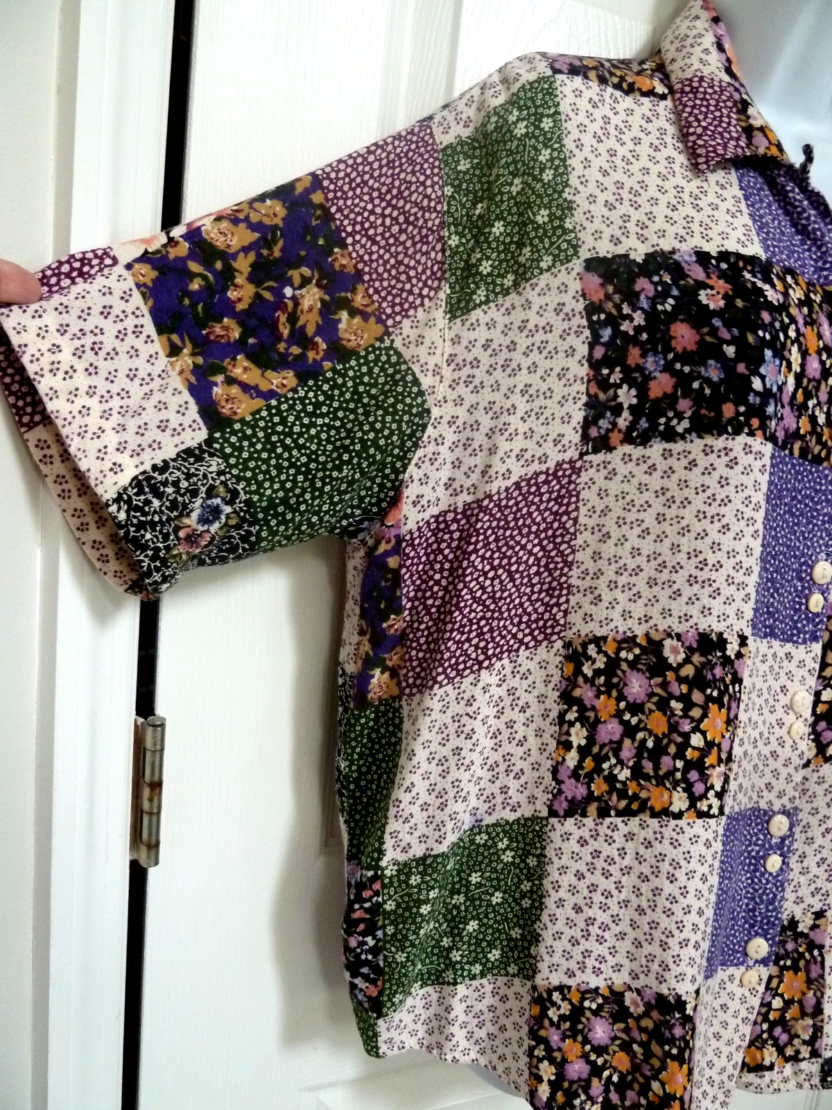 RHYTHMS Plus Sz 20 Patchwork Button Up Blouse Col… - image 3