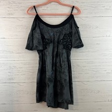 Free People Gray Floral Print Fit and Flare Cold Shoulder Dress Size 4