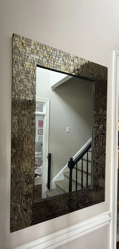 Pier 1 Imports Amber Glass Mosaic Wall Mirror 48" X 32" 2016 Retired Design - Image 2 of 4