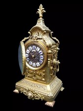 Antique Clock French Ormolu Signed Large 19th Century Mantel Clock Bell Striking