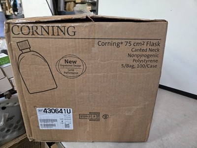 CORNING  Polystyrene 75cm2 Sterile Canted Neck Vent Cap Flask 430641U (100/cs)