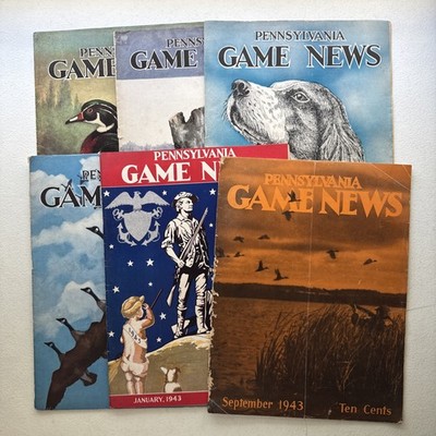 Vintage Lot Of 6 Pennsylvania Game News Magazines 1943