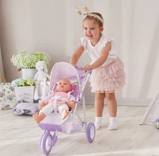 Olivia's Little World - Baby Doll Jogging Stroller - Purple / Stars Princess