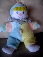 Vintage Eden Baby Tunes Clown Wind Up Musical Plush Stuffed Doll Pastel 12"