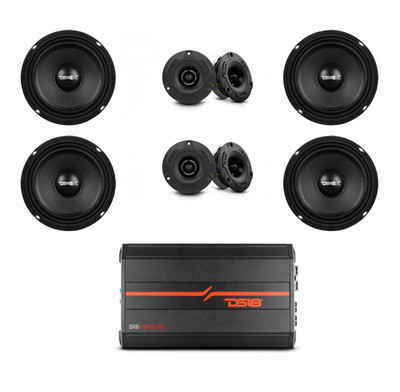 DS18 4x 6.5'' Mid-Range Loudspeaker + Amplifier 4-Channel + 4 x 3.8'' Tweeters
