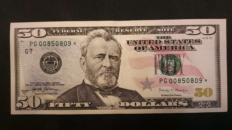 STAR*2017-$50 DOLLAR FEDERAL RESERVE NOTE~CRISP VG UNCIRCULATED Serial 00850809 - Image 2 of 4