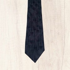Vintage Henry Grethel Tie 100 Italian Silk Black  Gray Geometric Made In USA