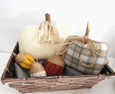 Fabric Stuffed Pumpkins/Acorns For Halloween Fall Thanksgiving Farmhouse Decor