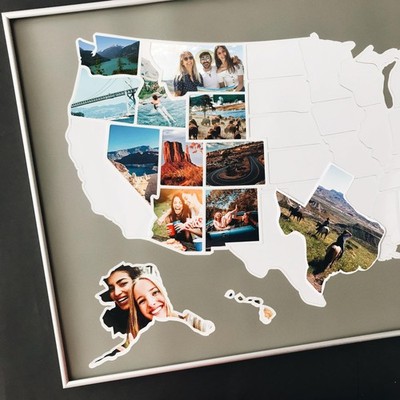 USA Photo Map - 50 States Travel Map - 24 x 36 in - Includes Secure Photo Mak...