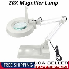 Magnifier LED Lamp 20X Magnifying Glass Desk Table Reading Light W/ Clamp Stand