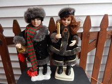 Lot Of (2) Vintage Telco Motionettes 26" Victorian Caroler Animation Christmas