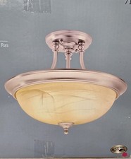 Hampton Bay Transitional Collection Semi-Flush Mount Fixture 717 241 Nickel 15.5