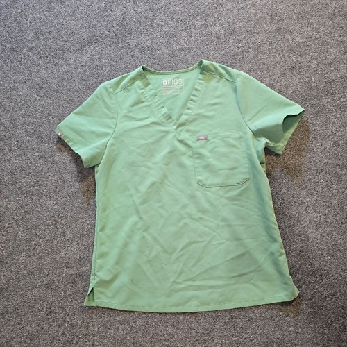 FIGS Top Womens Size Medium Green Pocket Short Sleeve Stretch Technical Comfort