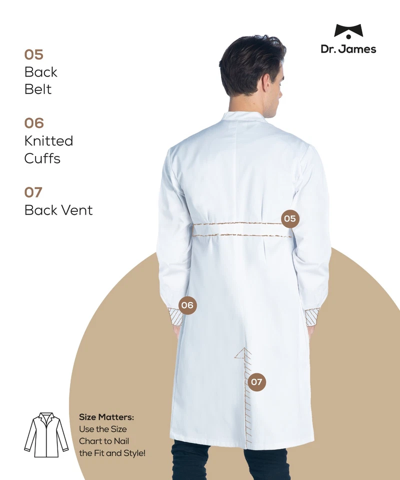 New Howie Dr. James Polycotton Lab Coat Medical Workwear Doctor Scientist Jacket - Image 3 of 4