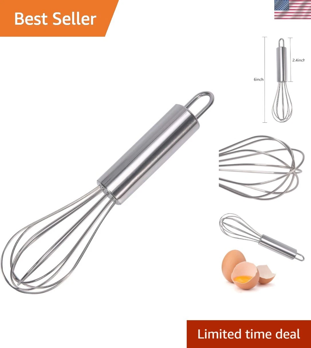 stainless steel small whisk for cheese, coffee, eggs, very handy 6 inches
Opens in a new window or t