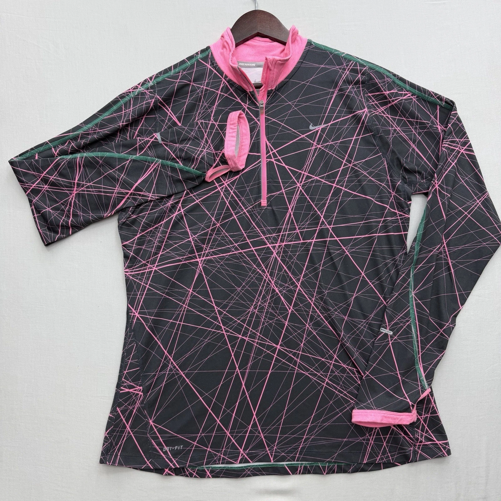 Nike Element Dri-FIT Women's 1/2 Zip Reflective Thumbholes Geometric L