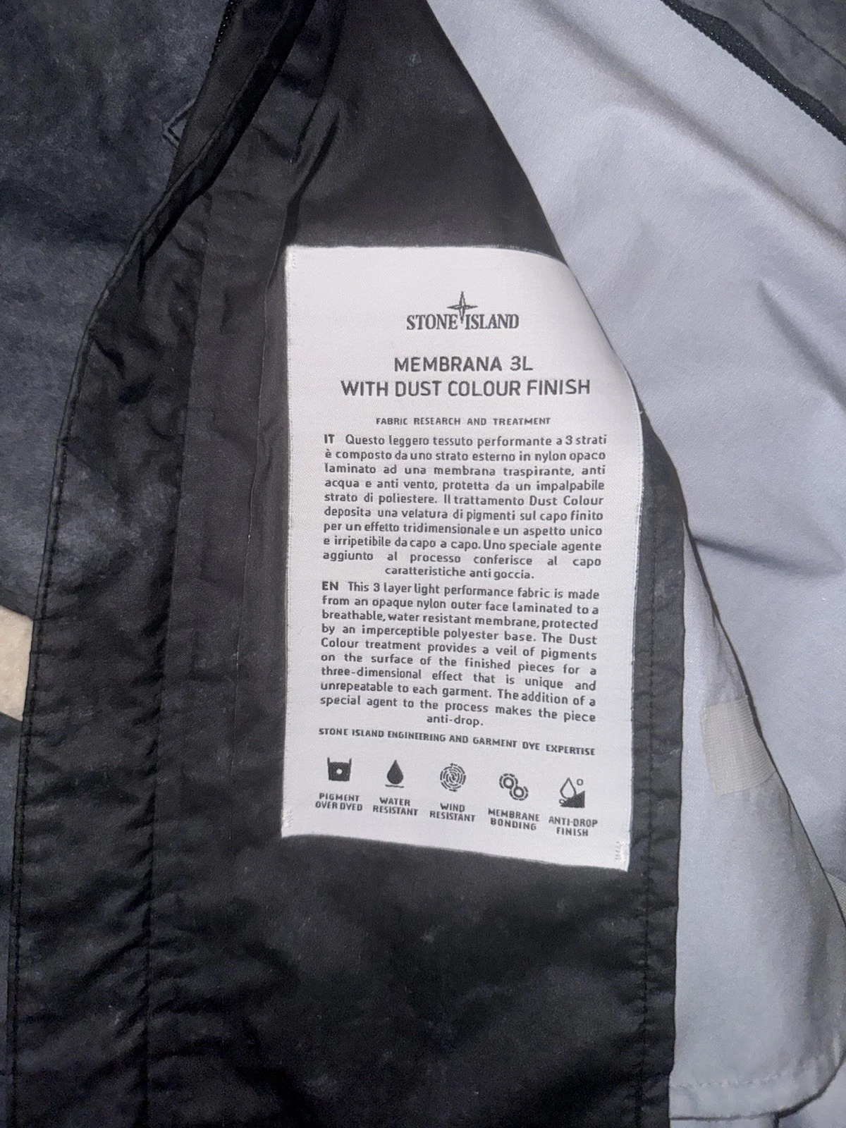 Stone Island MEMBRANA 3L WITH Dust COLOUR Finish super super rare 20fw archive - product detail image 5