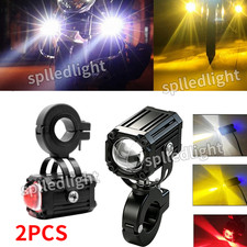 2x Motorcycle Led Headlight Fog Driving Spot Light Auxiliary Lamp White Yellow