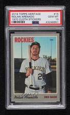 2019 Topps Heritage 1970 Cloth Stickers Nolan Arenado #15 PSA 10 GEM MT nf5
