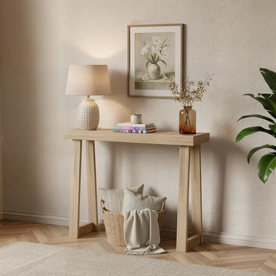 Plank Beam Solid Wood Console Table 36 Inch Sofa Table Narrow Entryway Table