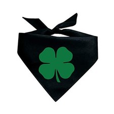 Green Shamrock Dog Bandana  100 Cotton Triangle  Made in USA One Size Black