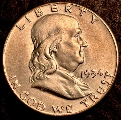 1954 S Franklin Half  GEM BU+ FBL SPOTLESS BRILLIANT WHITE