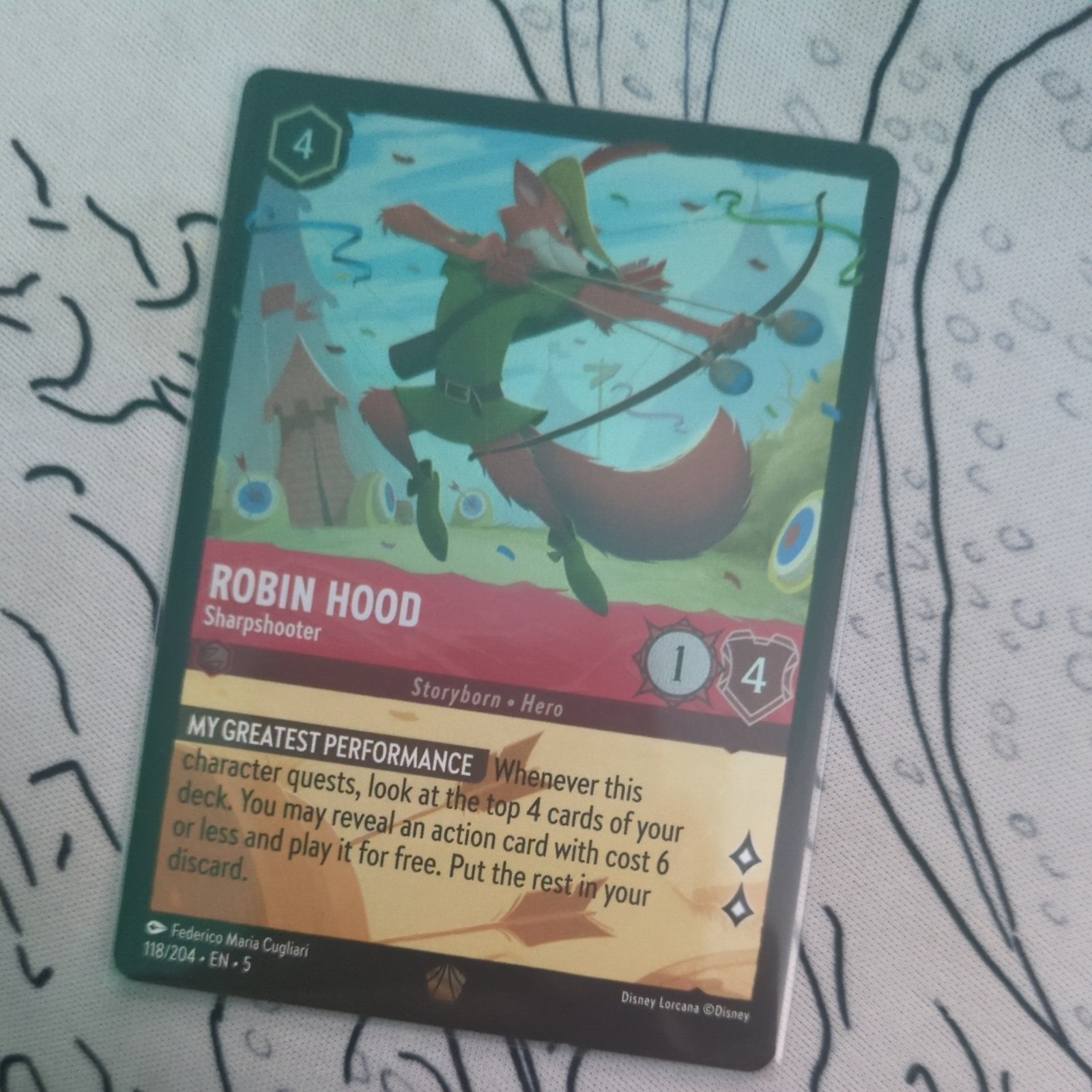 Robin Hood - Sharpshooter #118/204 Lorcana: Shimmering Skies LEGENDARY FOIL NM