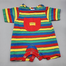 Vintage Baby B gosh Oshkosh Romper 3-6 Months Striped Color Block One Piece