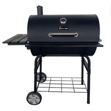 BARREL STYLE Charcoal Grill in BLACK with BUILT in THERMOMETER