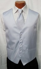 M Mens Medium Light Carolina Blue Fullback Vest  Matching Long Tie Wedding Prom