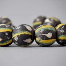 16 Ghost Venetian Black Trade Beads