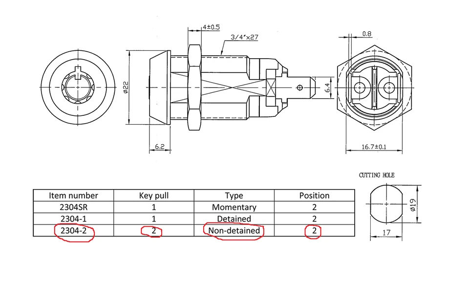 LOTE DE 65 Interruptor de llave electrónica Interruptor de bloqueo de apagado/encendido con llave igual 2304-2 Foto 2 de 2