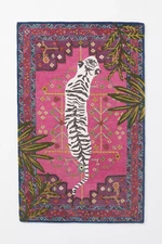 Bengal Tiger Hand Tufted Woo l Area Rug | Floral Jungle Decor | Living Room Rug