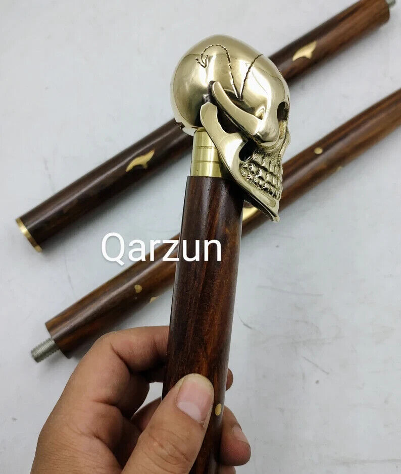 Walking Cane for Women and Men Beautiful Brass Skull Head Walking
