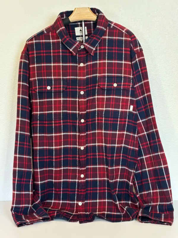 burton button up long sleeve plaid flannel ski shirt